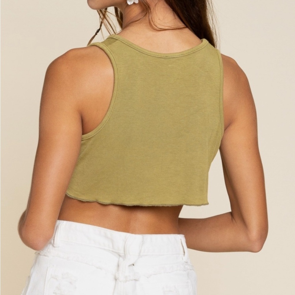 POL Twist Front Cami Top - Moss Green